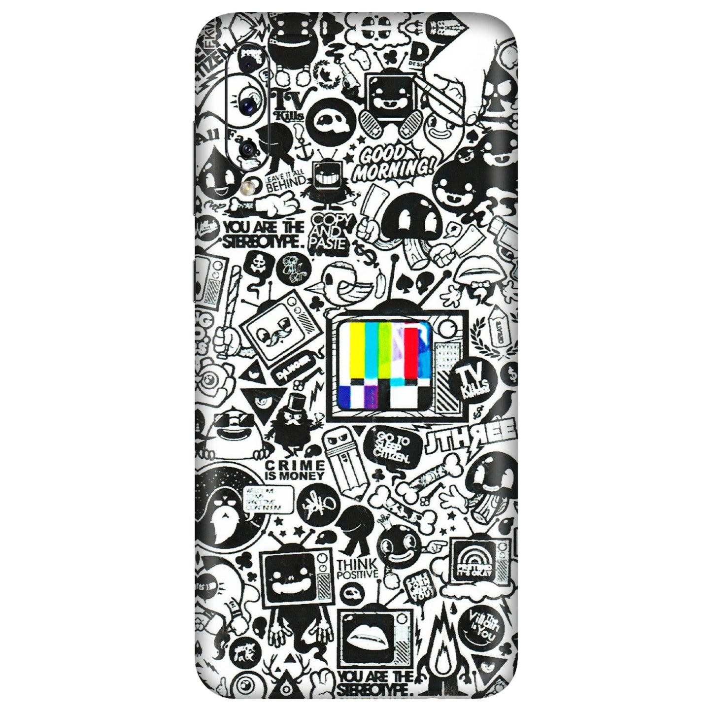 Samsung A/S Series Phone Skins (All Models) - Doodles Positive Art - 3D Embossed Finish (L-263) Samsung Galaxy A50S