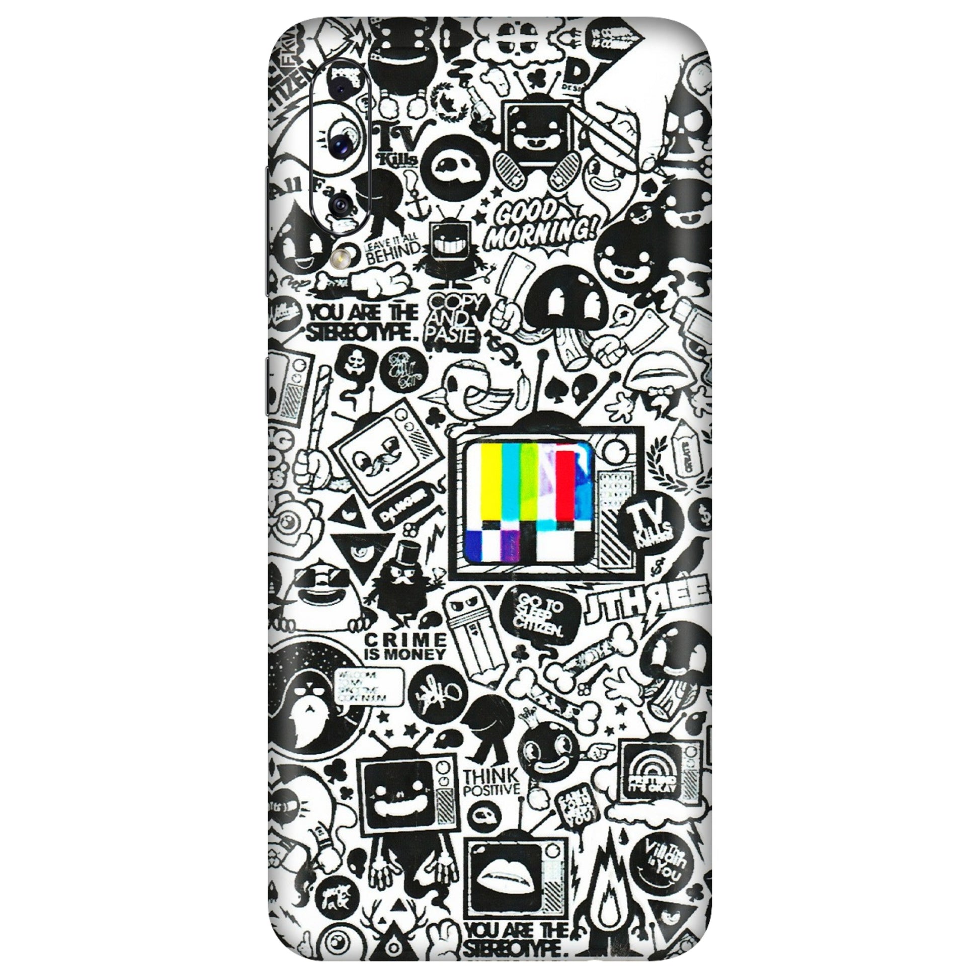 Samsung A/S Series Phone Skins (All Models) - Doodles Positive Art - 3D Embossed Finish (L-263) Samsung Galaxy A50S