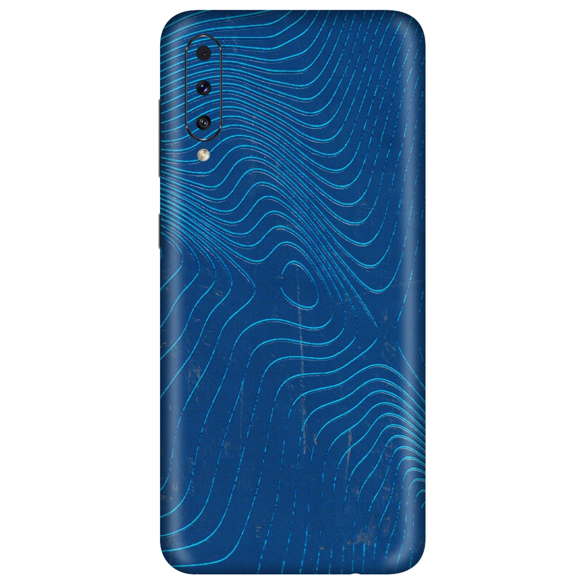 Samsung A/S Series Phone Skins (All Models) - Abstract Blue Line Map - 3D Embossed Finish (L-272) Samsung Galaxy A50S