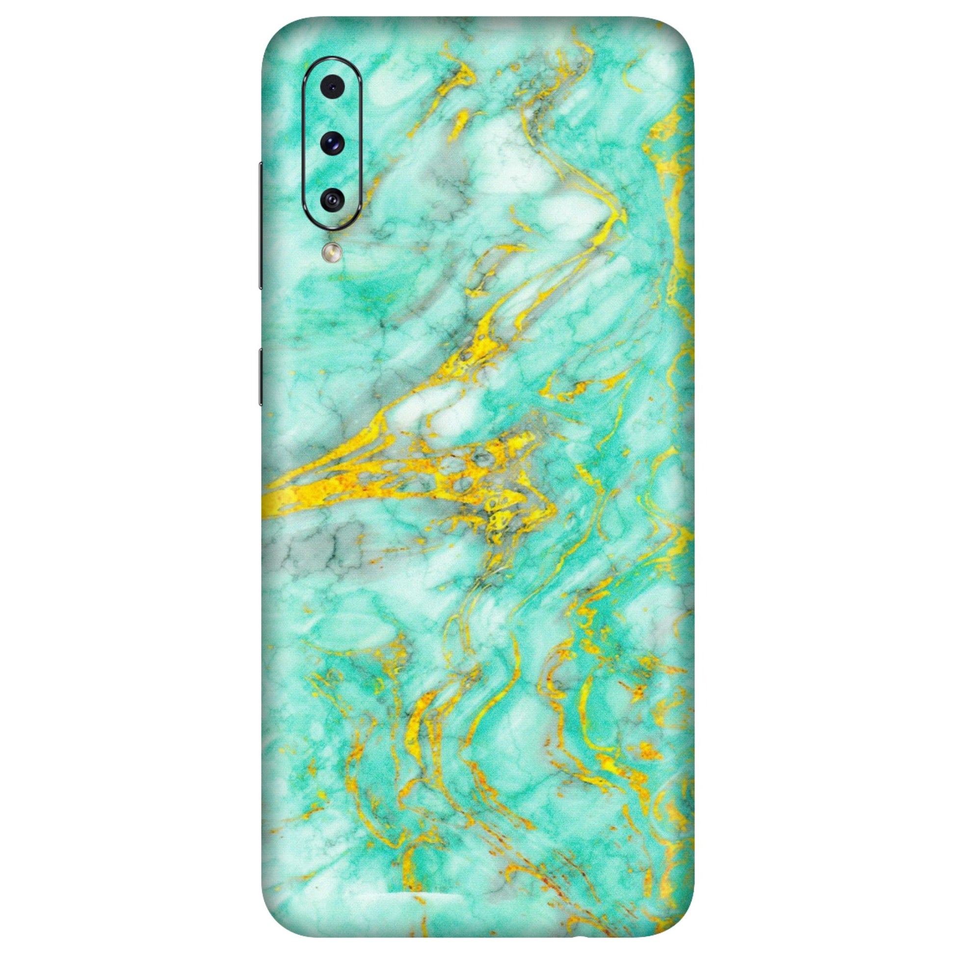 Samsung A/S Series Phone Skins (All Models) - Green And Gold Marble Feel - Matte Finish (M-16) Samsung Galaxy A50S