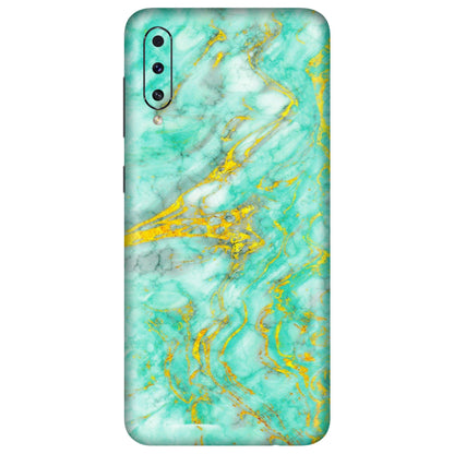 Samsung A/S Series Phone Skins (All Models) - Green And Gold Marble Feel - Matte Finish (M-16) Samsung Galaxy A50S