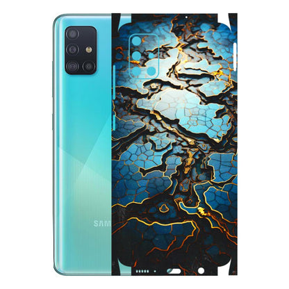 Samsung A/S Series Phone Skins (All Models) - Blue Gold Abstract - 3D Embossed Finish (L-11) Samsung Galaxy A51