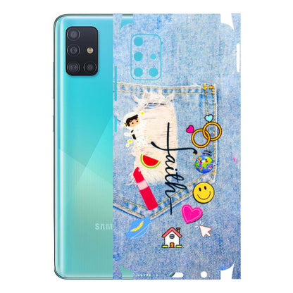 Samsung A/S Series Phone Skins (All Models) - Denim Jeans Pocket - 3D Embossed Finish (L-134) Samsung Galaxy A51
