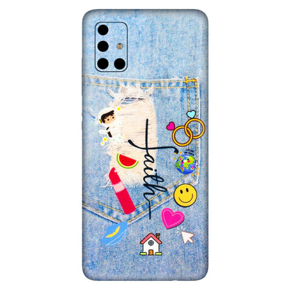 Samsung A/S Series Phone Skins (All Models) - Denim Jeans Pocket - 3D Embossed Finish (L-134) Samsung Galaxy A51