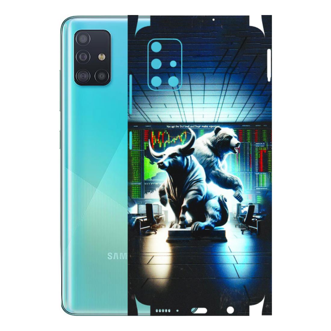 Samsung A/S Series Phone Skins (All Models) - Stock Market Sensex Bear vs Bulls - 3D Embossed Finish (L-15) Samsung Galaxy A51