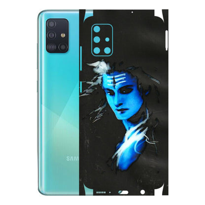 Samsung A/S Series Phone Skins (All Models) - Har Har Mahadev Blue/Black - 3D Embossed Finish (L-185) Samsung Galaxy A51