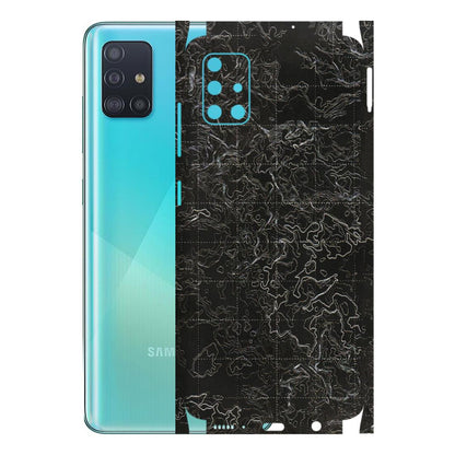 Samsung A/S Series Phone Skins (All Models) - Black map Texture - 3D Embossed Finish (L-201) Samsung Galaxy A51