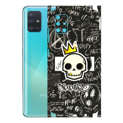 Samsung A/S Series Phone Skins (All Models) - Funny Skull Black Chalk Grafitti - 3D Embossed Finish (L-22) Samsung Galaxy A51