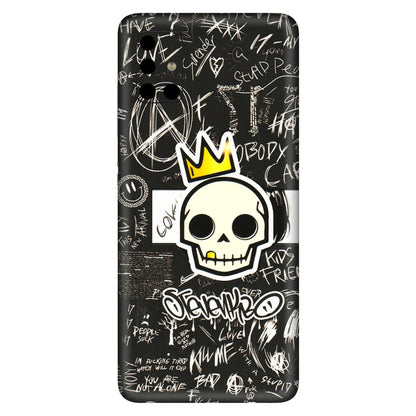 Samsung A/S Series Phone Skins (All Models) - Funny Skull Black Chalk Grafitti - 3D Embossed Finish (L-22) Samsung Galaxy A51