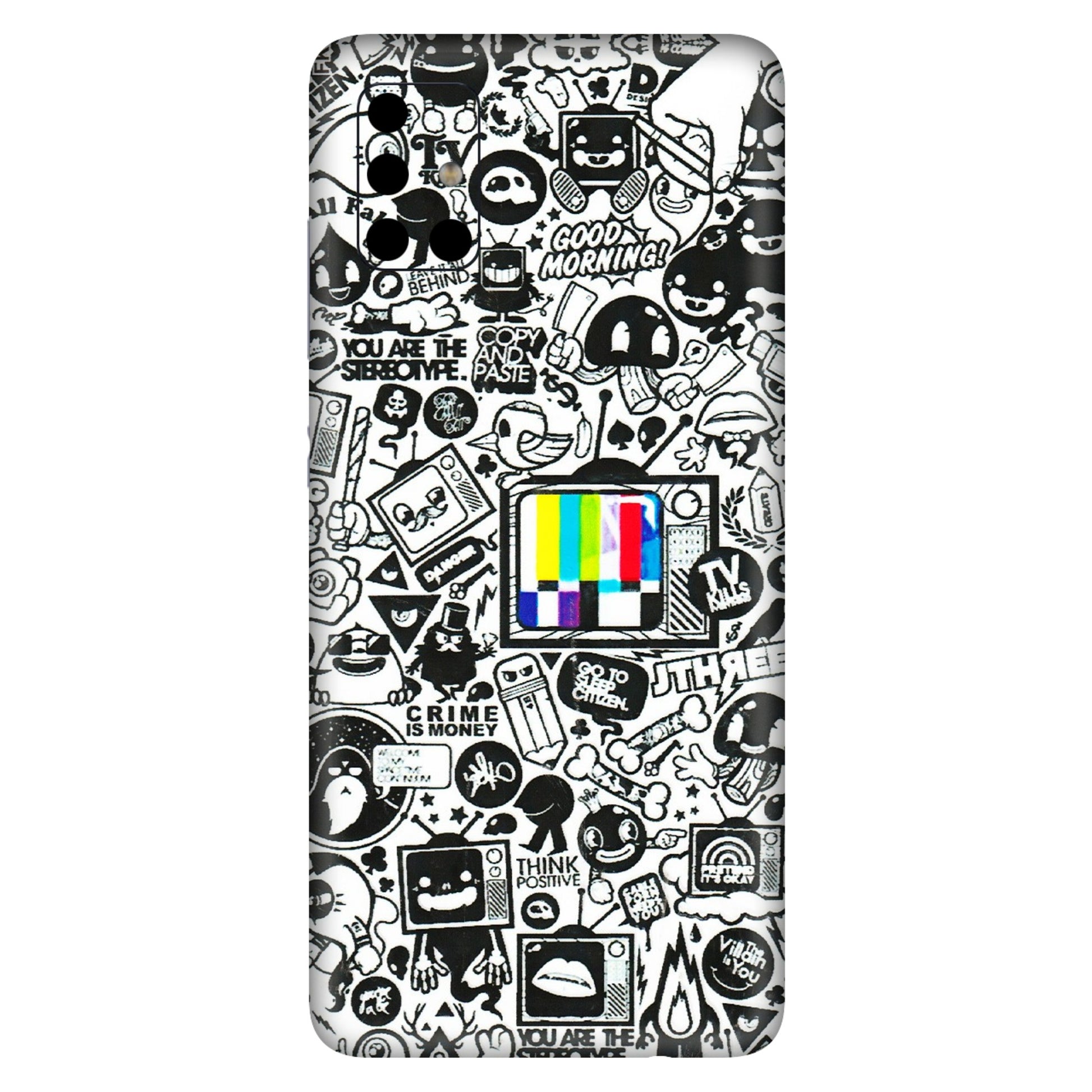 Samsung A/S Series Phone Skins (All Models) - Doodles Positive Art - 3D Embossed Finish (L-263) Samsung Galaxy A51