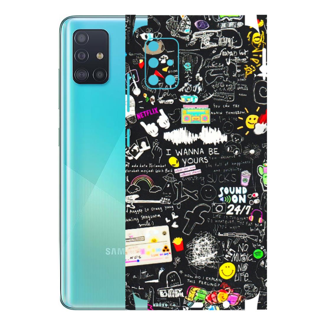 Samsung A/S Series Phone Skins (All Models) - Black Creatives Doodles - 3D Embossed Finish (L-311) Samsung Galaxy A51