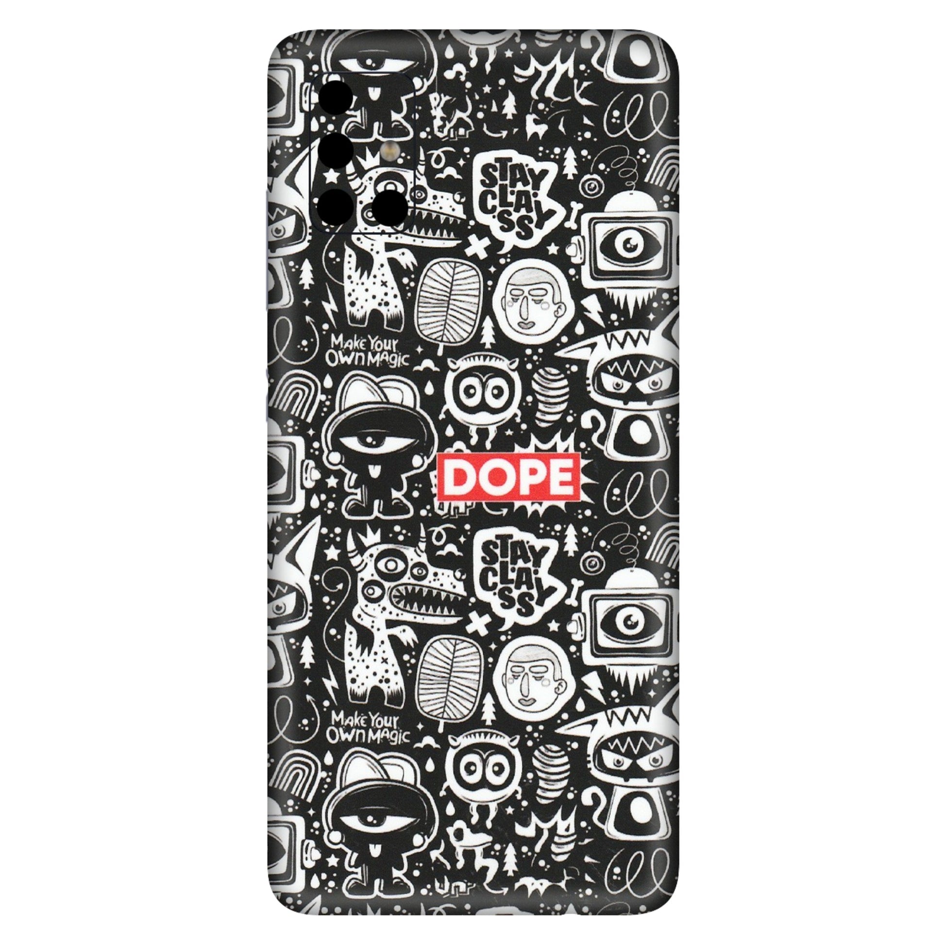 Samsung A/S Series Phone Skins (All Models) - Dope Stay Classy Black Doodles - Matte Finish (M-126) Samsung Galaxy A51