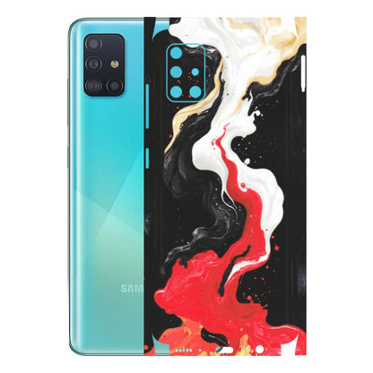 Samsung A/S Series Phone Skins (All Models) - Black Red White Paint Splash Fusion - Matte Finish (M-56) Samsung Galaxy A51