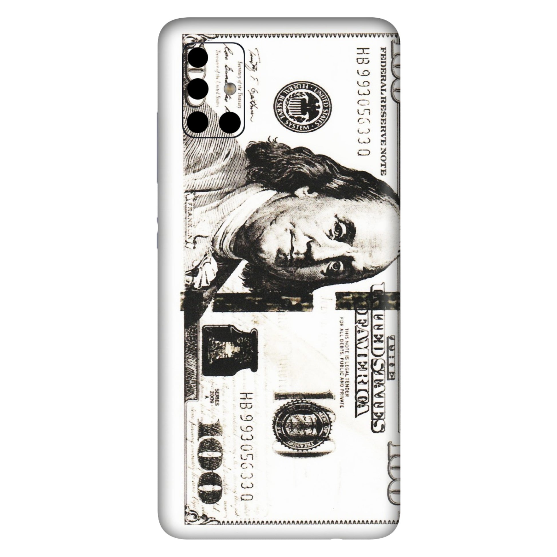 Samsung A/S Series Phone Skins (All Models) - 100 Dollar Currency - Transparent Finish (T-01) Samsung Galaxy A51