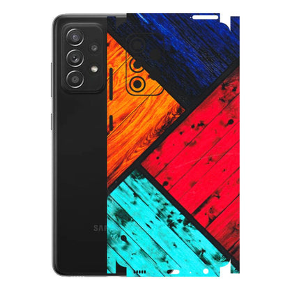 Samsung A/S Series Phone Skins (All Models) - Colourful Wood Panels Abstract - 3D Embossed Finish (L-09) Samsung Galaxy A52s (5G)