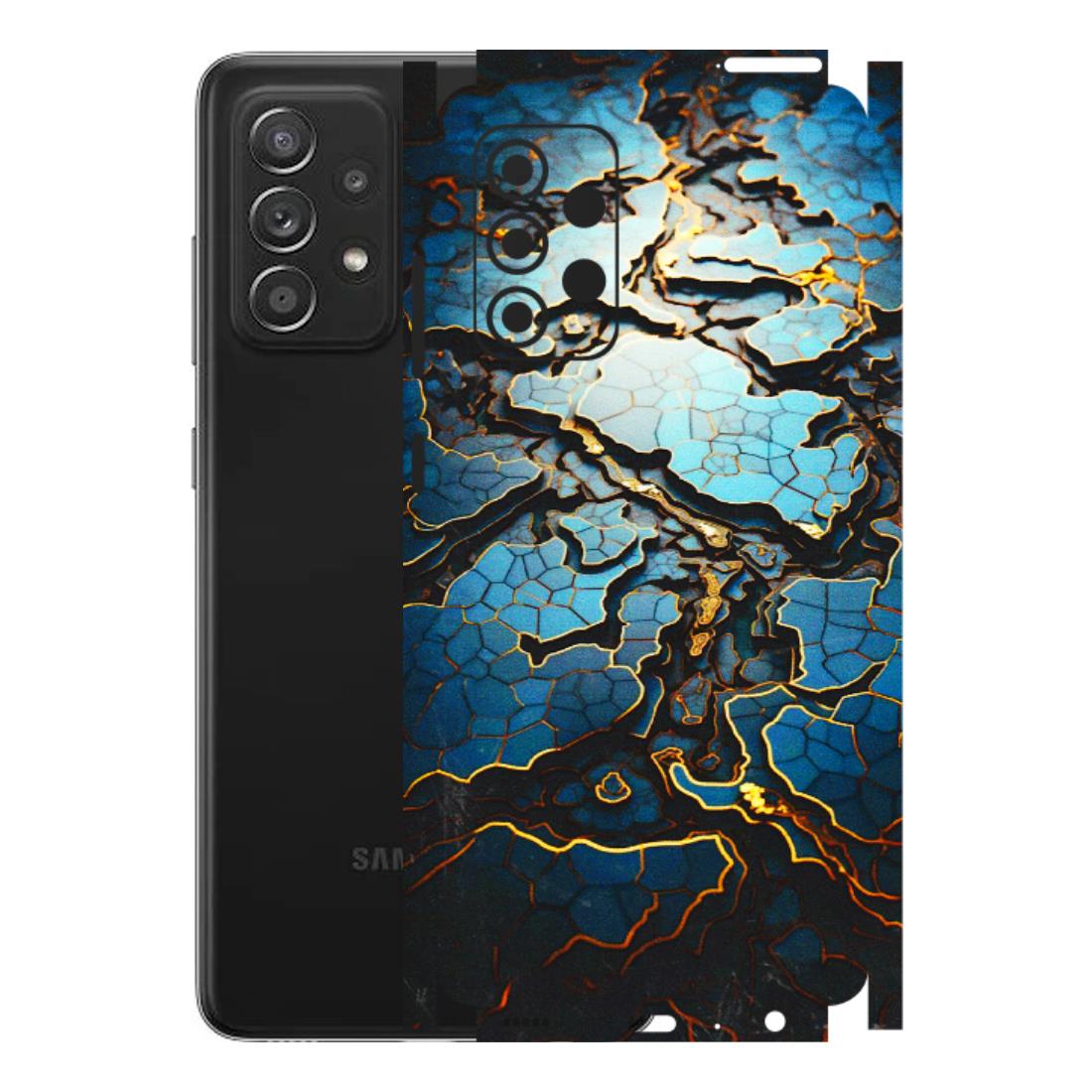 Samsung A/S Series Phone Skins (All Models) - Blue Gold Abstract - 3D Embossed Finish (L-11) Samsung Galaxy A52s (5G)