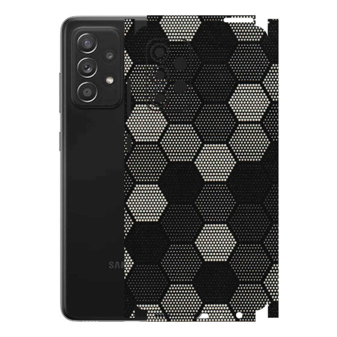Samsung A/S Series Phone Skins (All Models) - Black & White Dotted Honeycomb Texture - 3D Embossed Finish (L-202) Samsung Galaxy A52s (5G)