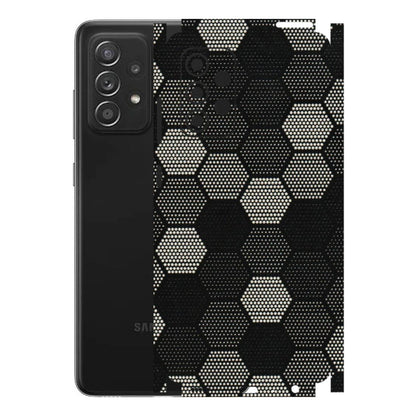 Samsung A/S Series Phone Skins (All Models) - Black & White Dotted Honeycomb Texture - 3D Embossed Finish (L-202) Samsung Galaxy A52s (5G)