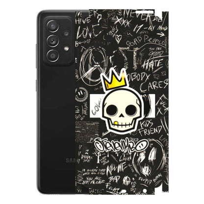 Samsung A/S Series Phone Skins (All Models) - Funny Skull Black Chalk Grafitti - 3D Embossed Finish (L-22) Samsung Galaxy A52s (5G)