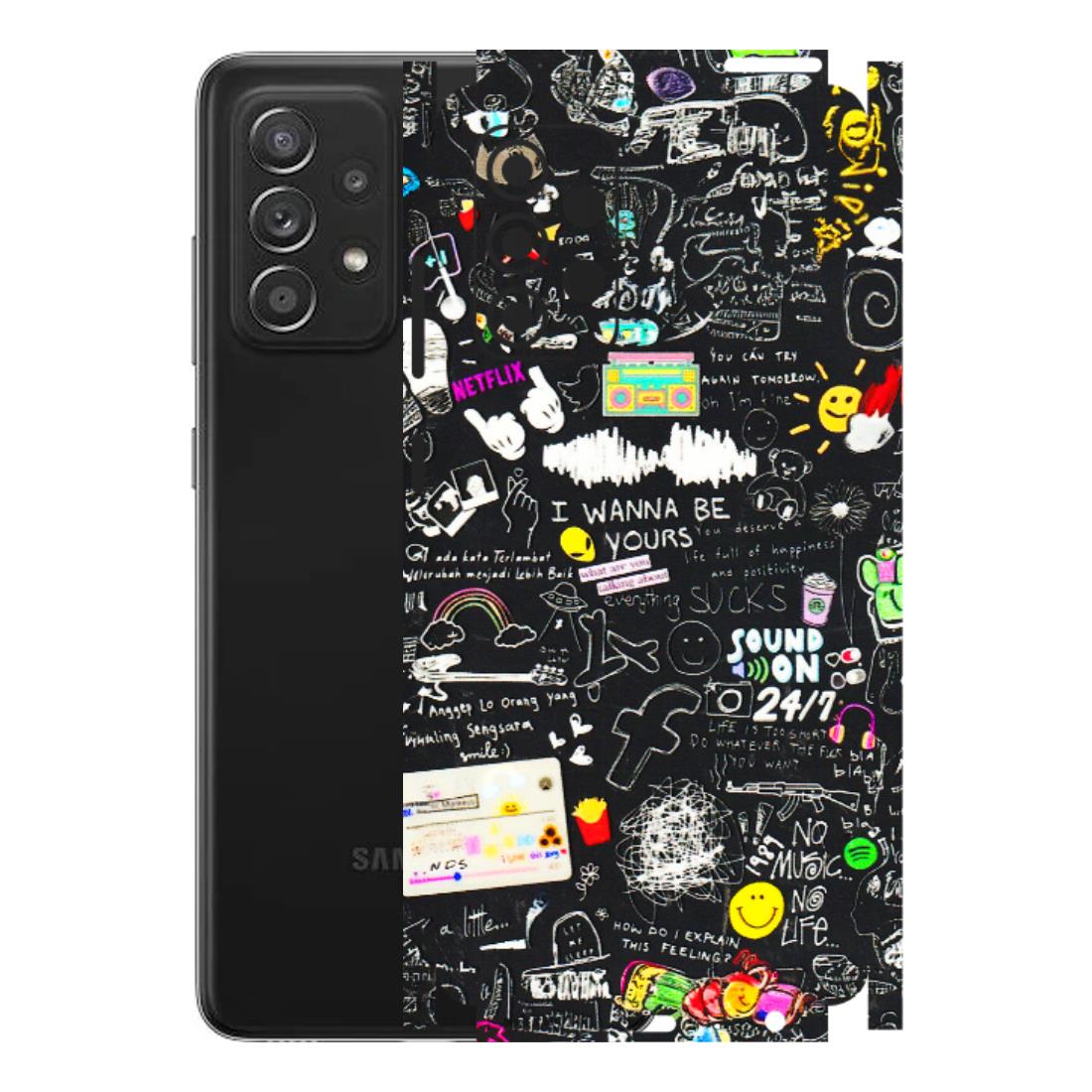 Samsung A/S Series Phone Skins (All Models) - Black Creatives Doodles - 3D Embossed Finish (L-311) Samsung Galaxy A52s (5G)