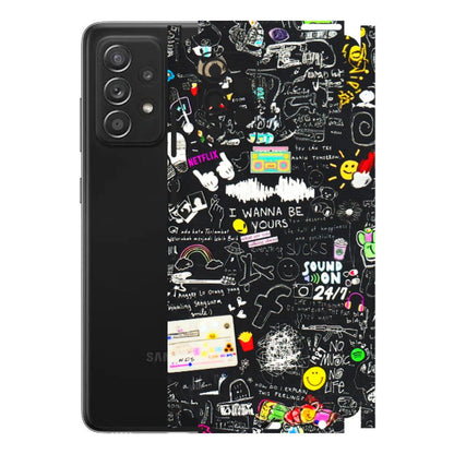 Samsung A/S Series Phone Skins (All Models) - Black Creatives Doodles - 3D Embossed Finish (L-311) Samsung Galaxy A52s (5G)