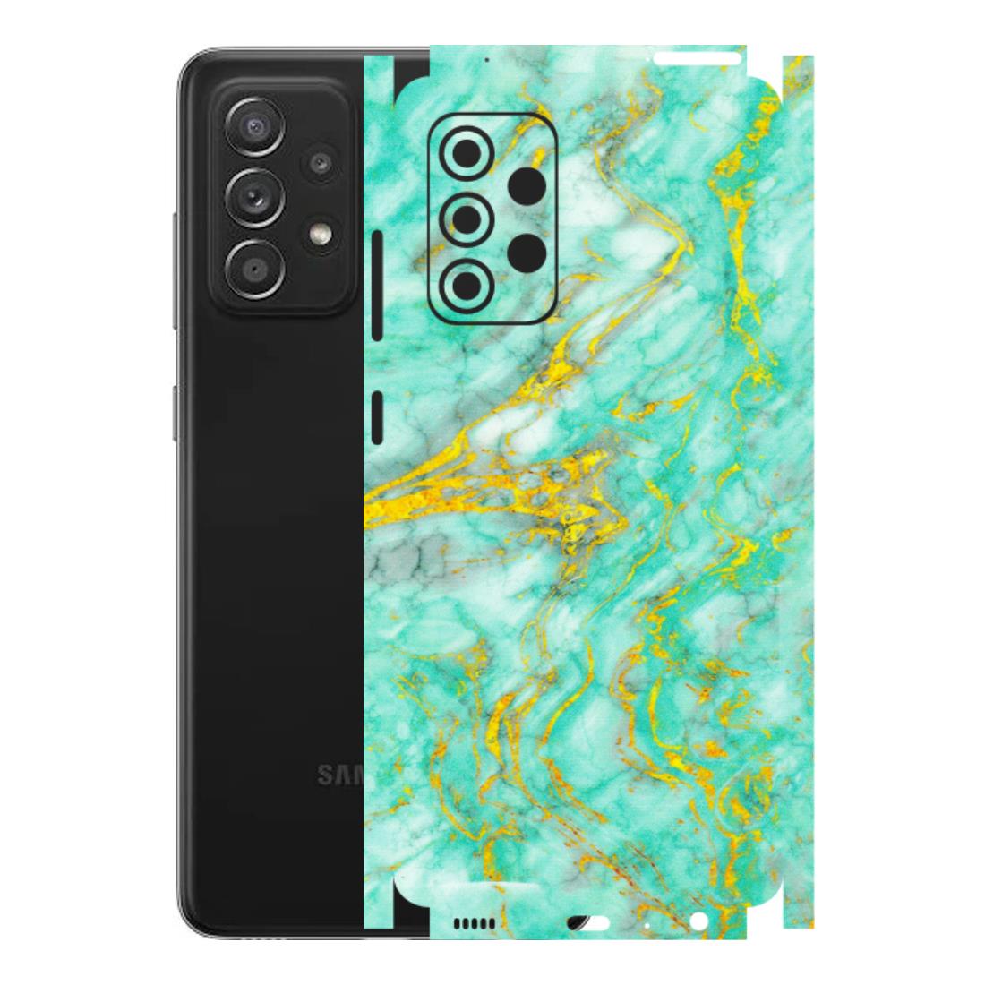 Samsung A/S Series Phone Skins (All Models) - Green And Gold Marble Feel - Matte Finish (M-16) Samsung Galaxy A52s (5G)