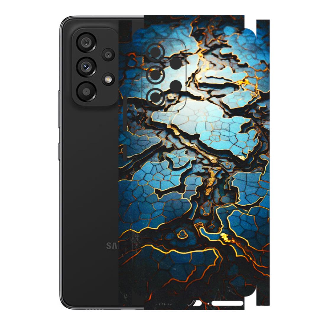 Samsung M/F/Note/Flip and C Phone Skins (All Models) - Blue Gold Abstract - 3D Embossed Finish (L-11) Samsung Galaxy A53 (5G)