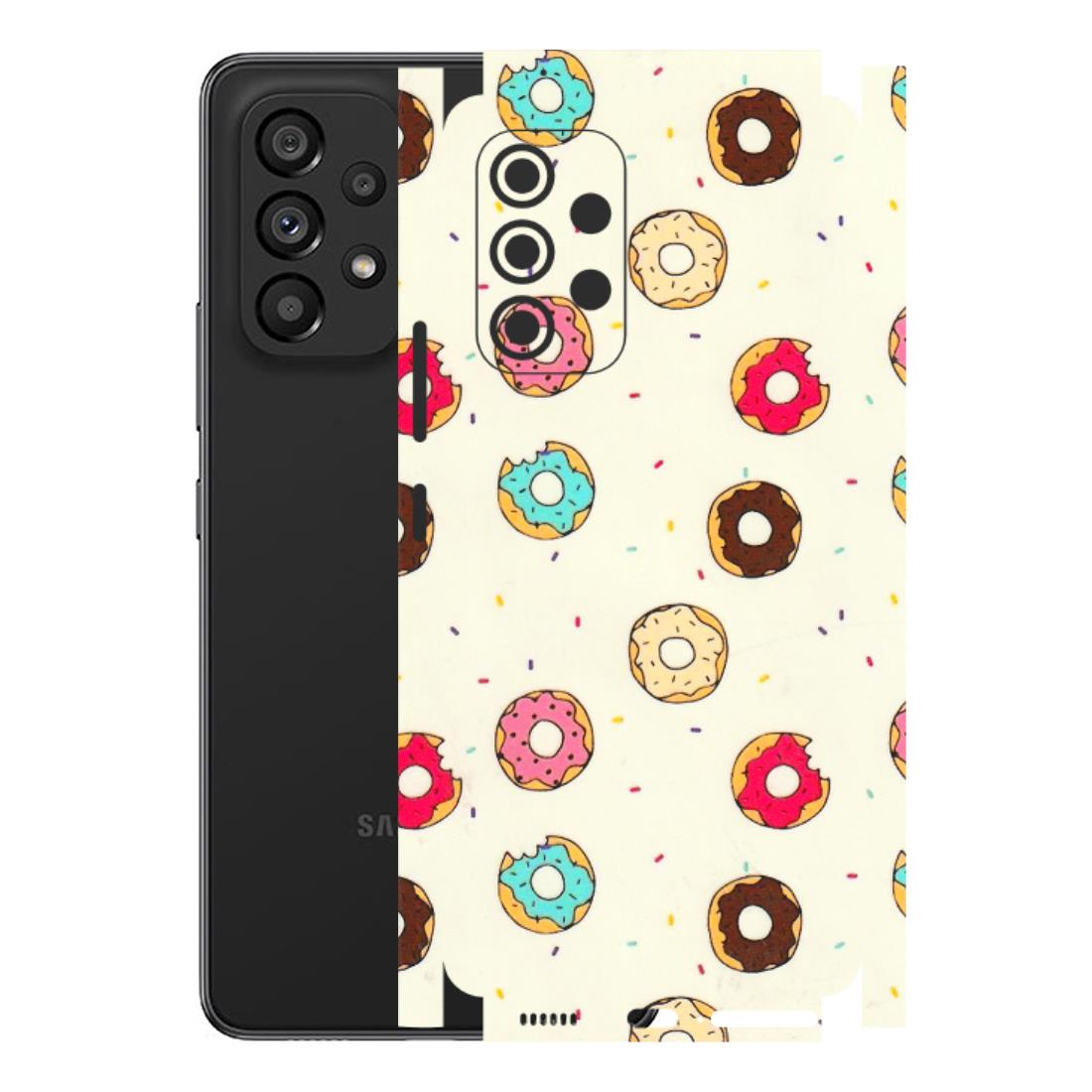 Samsung M/F/Note/Flip and C Phone Skins (All Models) - Mini Donuts Doodle Art - 3D Embossed Finish (L-122) Samsung Galaxy A53 (5G)