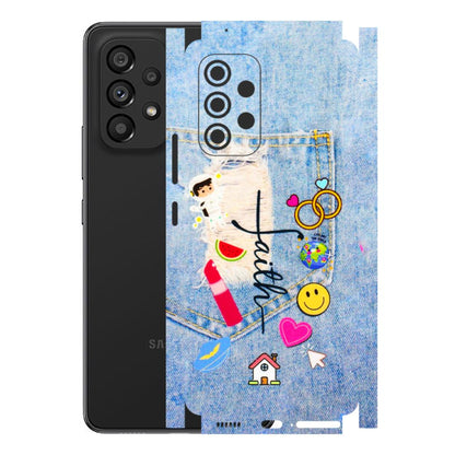 Samsung M/F/Note/Flip and C Phone Skins (All Models) - Denim Jeans Pocket - 3D Embossed Finish (L-134) Samsung Galaxy A53 (5G)