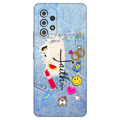 Samsung M/F/Note/Flip and C Phone Skins (All Models) - Denim Jeans Pocket - 3D Embossed Finish (L-134) Samsung Galaxy A53 (5G)