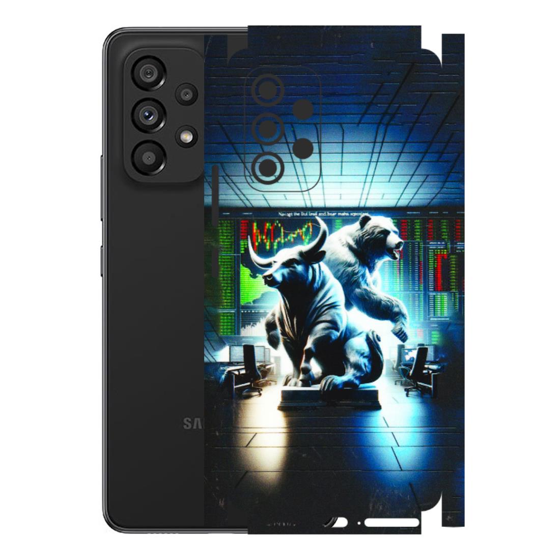 Samsung M/F/Note/Flip and C Phone Skins (All Models) - Stock Market Sensex Bear vs Bulls - 3D Embossed Finish (L-15) Samsung Galaxy A53 (5G)