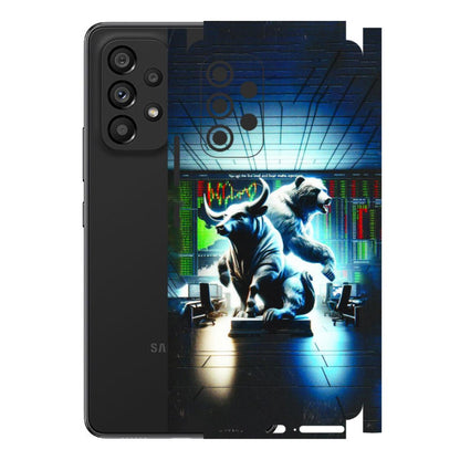 Samsung M/F/Note/Flip and C Phone Skins (All Models) - Stock Market Sensex Bear vs Bulls - 3D Embossed Finish (L-15) Samsung Galaxy A53 (5G)