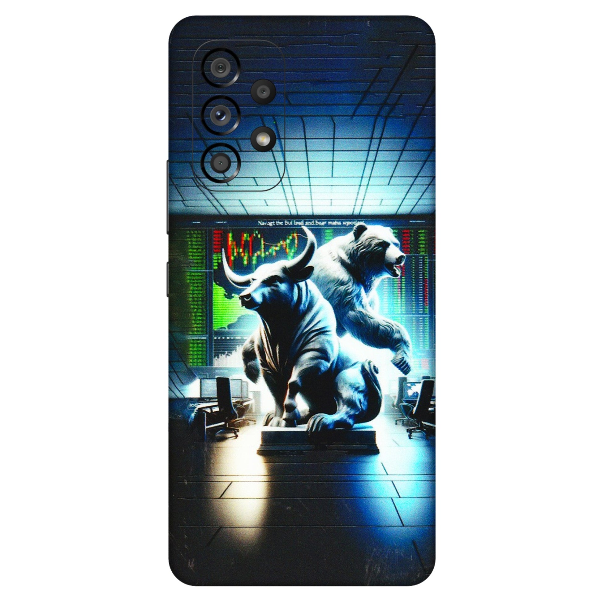 Samsung M/F/Note/Flip and C Phone Skins (All Models) - Stock Market Sensex Bear vs Bulls - 3D Embossed Finish (L-15) Samsung Galaxy A53 (5G)