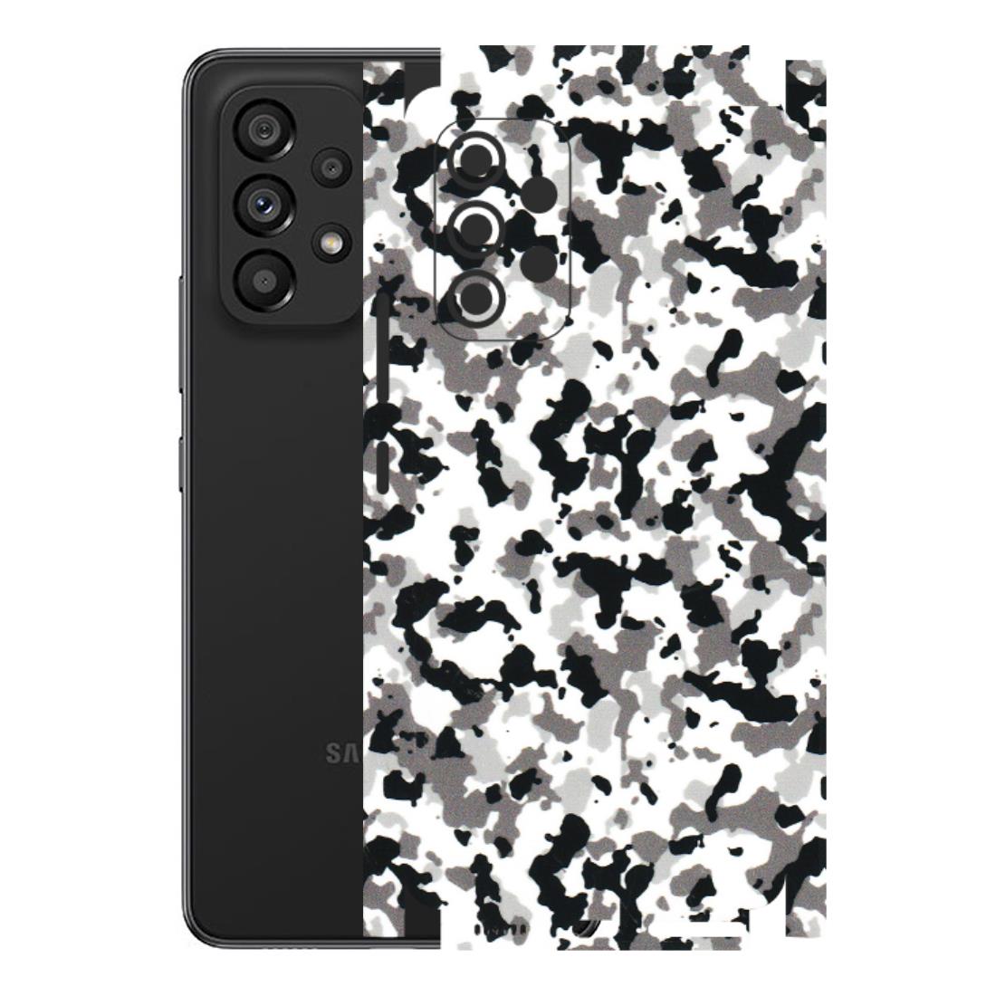 Samsung M/F/Note/Flip and C Phone Skins (All Models) - White Black Camouflage - 3D Embossed Finish (L-18) Samsung Galaxy A53 (5G)