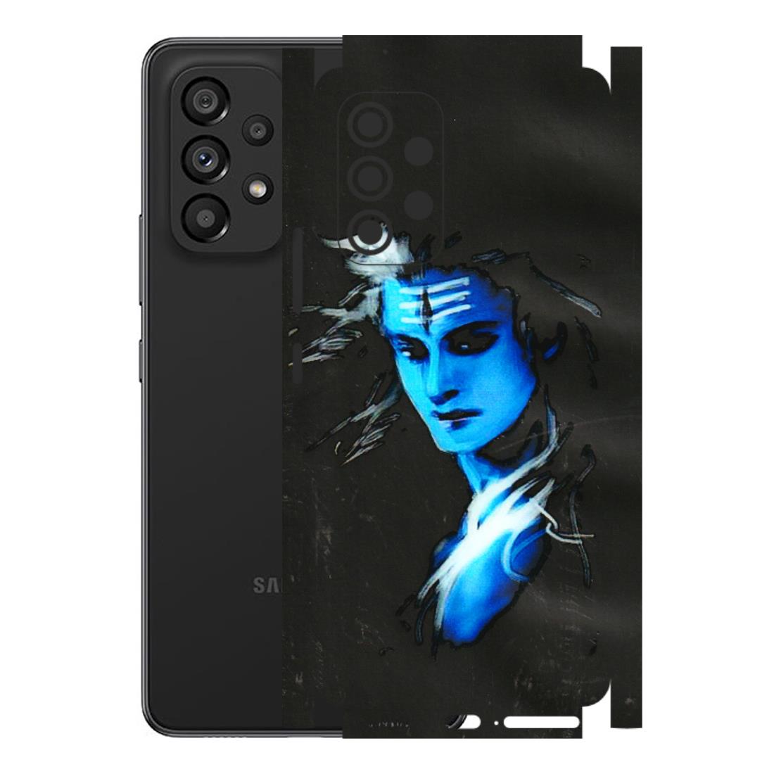 Samsung M/F/Note/Flip and C Phone Skins (All Models) - Har Har Mahadev Blue/Black - 3D Embossed Finish (L-185) Samsung Galaxy A53 (5G)