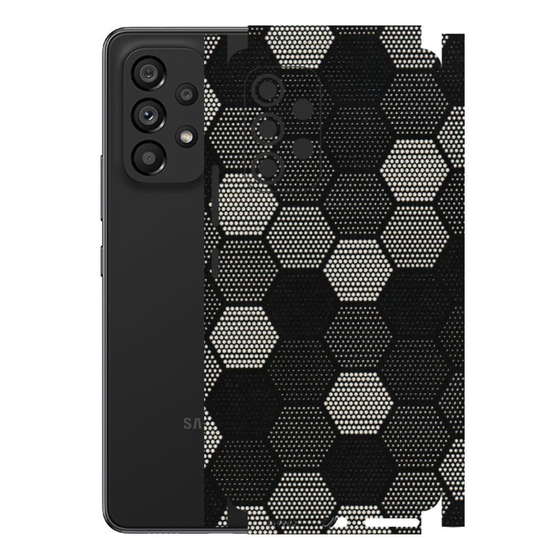 Samsung M/F/Note/Flip and C Phone Skins (All Models) - Black & White Dotted Honeycomb Texture - 3D Embossed Finish (L-202) Samsung Galaxy A53 (5G)
