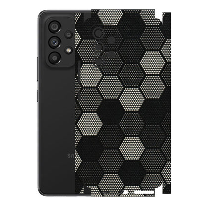 Samsung M/F/Note/Flip and C Phone Skins (All Models) - Black & White Dotted Honeycomb Texture - 3D Embossed Finish (L-202) Samsung Galaxy A53 (5G)