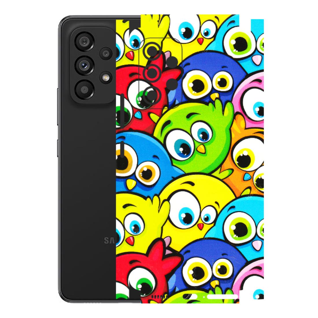Samsung M/F/Note/Flip and C Phone Skins (All Models) - Cute Fluffy Birds - 3D Embossed Finish (L-213) Samsung Galaxy A53 (5G)