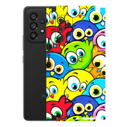 Samsung M/F/Note/Flip and C Phone Skins (All Models) - Cute Fluffy Birds - 3D Embossed Finish (L-213) Samsung Galaxy A53 (5G)