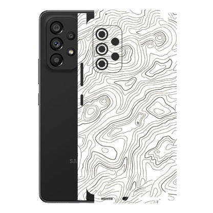Samsung M/F/Note/Flip and C Phone Skins (All Models) - White Black Swirls - 3D Embossed Finish (L-219) Samsung Galaxy A53 (5G)