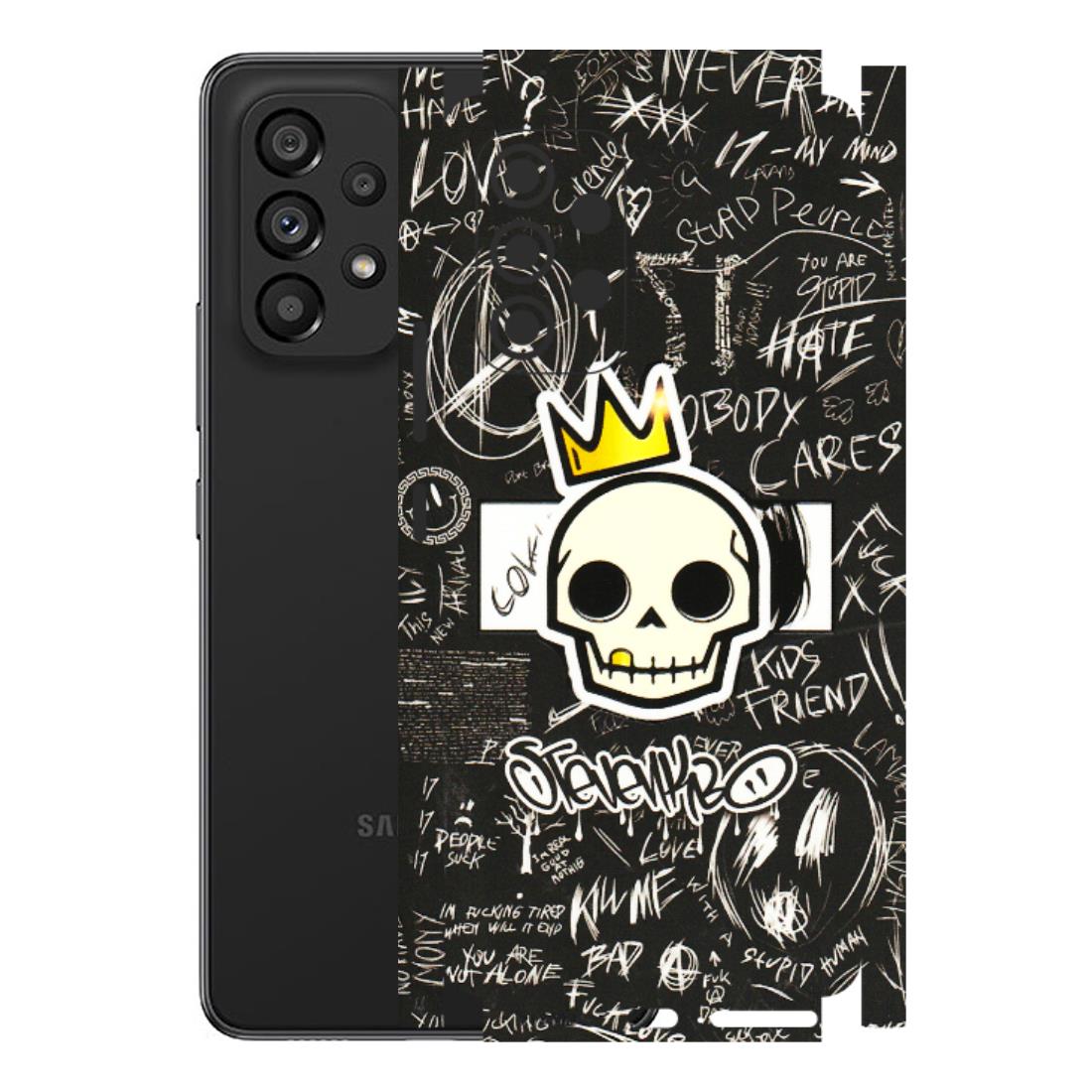 Samsung M/F/Note/Flip and C Phone Skins (All Models) - Funny Skull Black Chalk Grafitti - 3D Embossed Finish (L-22) Samsung Galaxy A53 (5G)