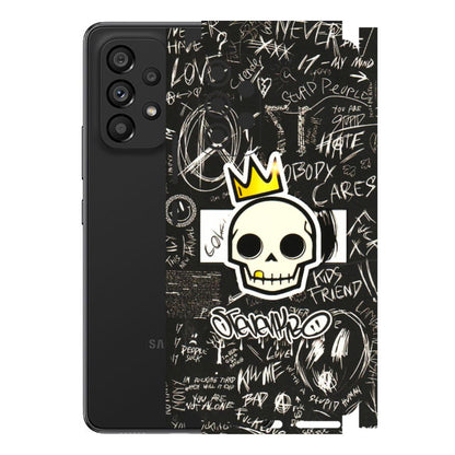 Samsung M/F/Note/Flip and C Phone Skins (All Models) - Funny Skull Black Chalk Grafitti - 3D Embossed Finish (L-22) Samsung Galaxy A53 (5G)
