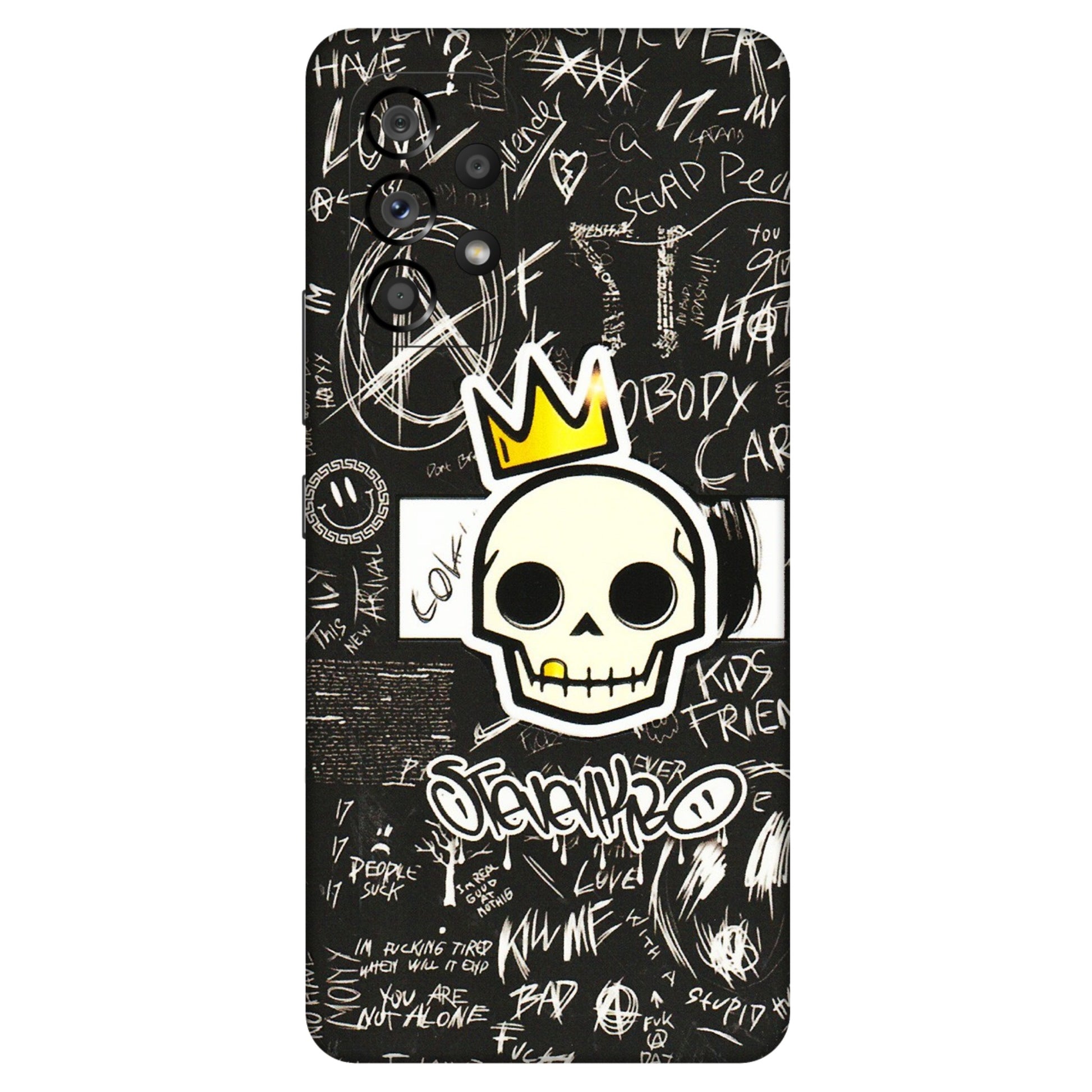 Samsung M/F/Note/Flip and C Phone Skins (All Models) - Funny Skull Black Chalk Grafitti - 3D Embossed Finish (L-22) Samsung Galaxy A53 (5G)