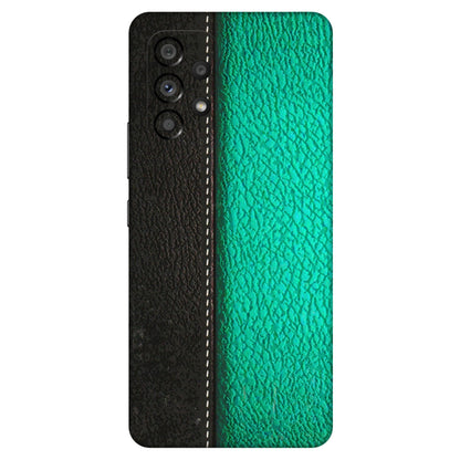 Samsung M/F/Note/Flip and C Phone Skins (All Models) - Black Green Dual Leather Stich - 3D Embossed Finish (L-233) Samsung Galaxy A53 (5G)