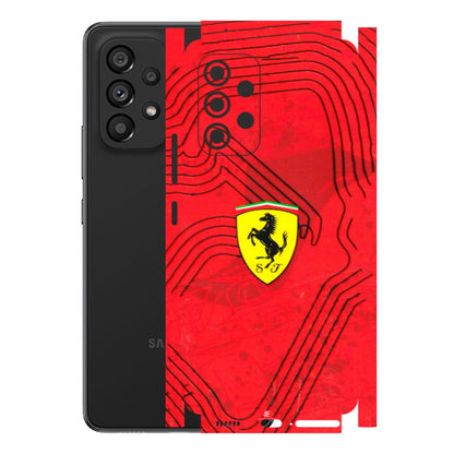Samsung M/F/Note/Flip and C Phone Skins (All Models) - Red Ferrari Logo Stylish - 3D Embossed Finish (L-238) Samsung Galaxy A53 (5G)