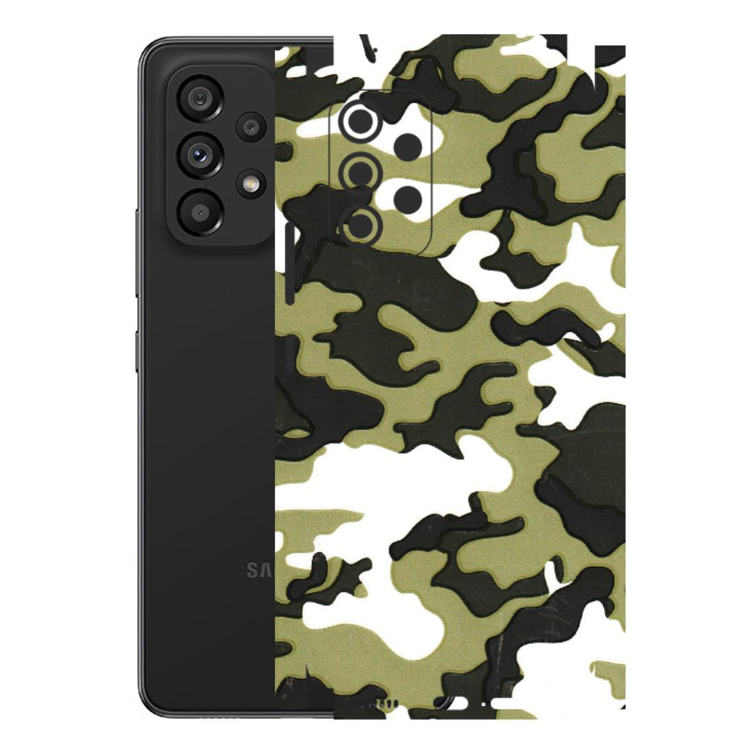 Samsung M/F/Note/Flip and C Phone Skins (All Models) - Camouflages White And Green - 3D Embossed Finish (L-243) Samsung Galaxy A53 (5G)