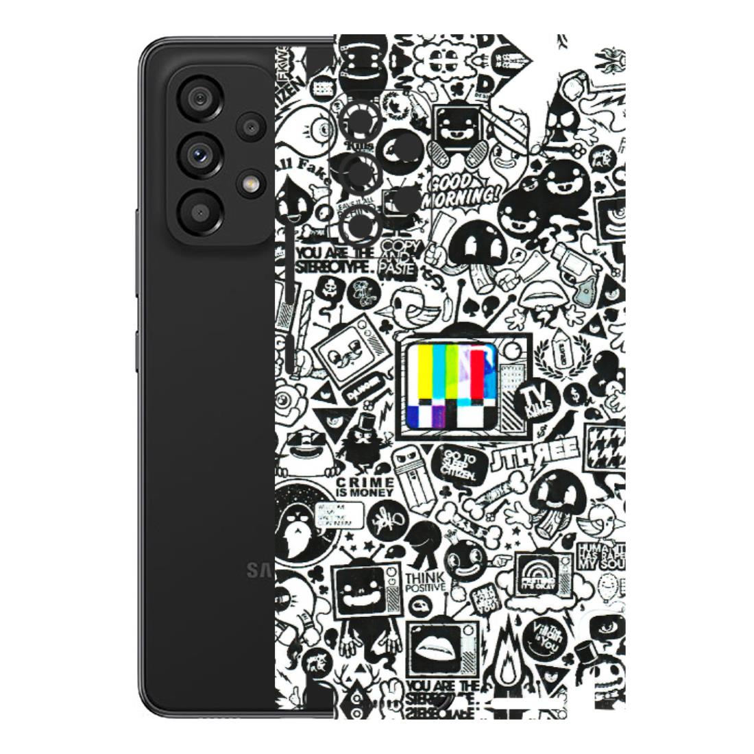 Samsung M/F/Note/Flip and C Phone Skins (All Models) - Doodles Positive Art - 3D Embossed Finish (L-263) Samsung Galaxy A53 (5G)