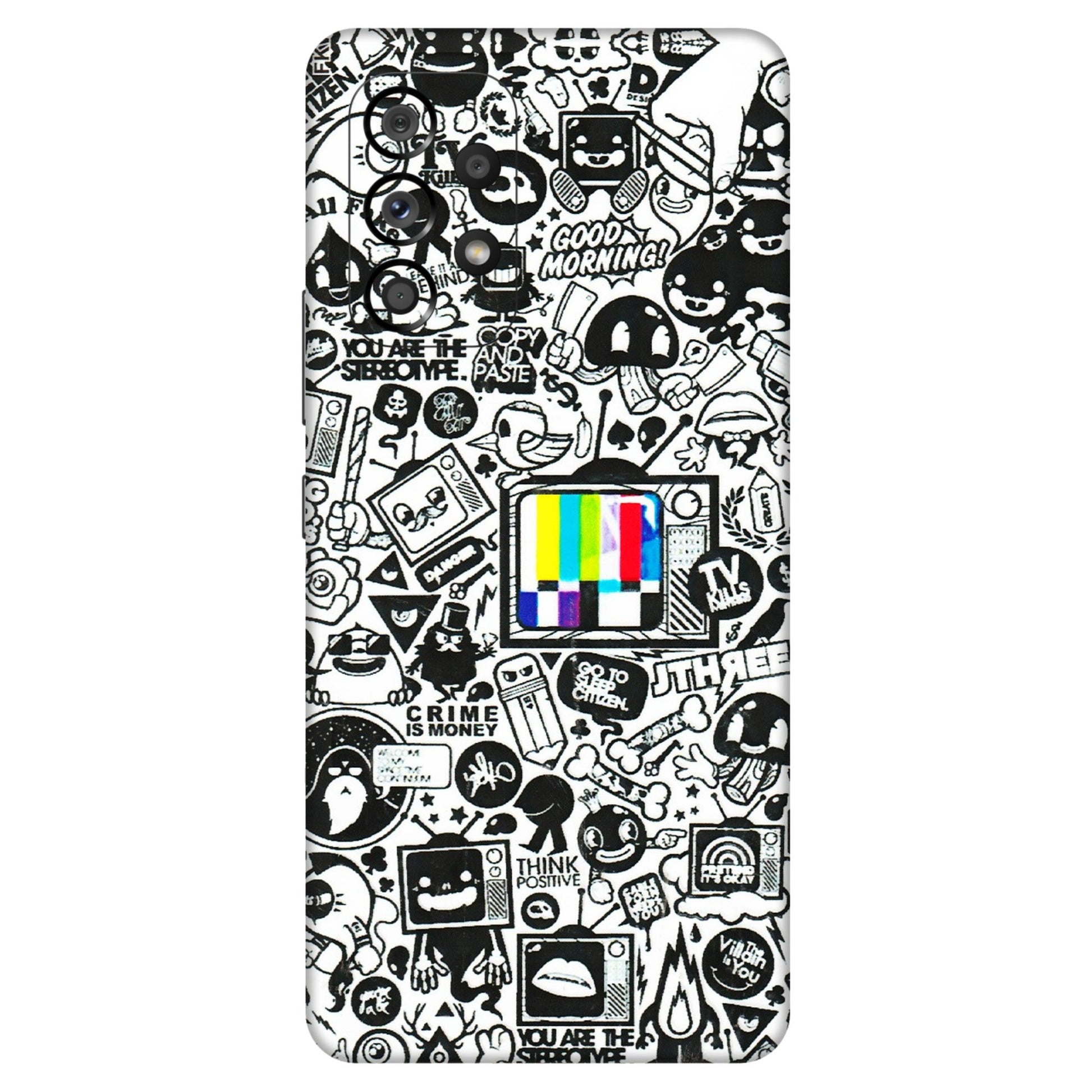Samsung M/F/Note/Flip and C Phone Skins (All Models) - Doodles Positive Art - 3D Embossed Finish (L-263) Samsung Galaxy A53 (5G)