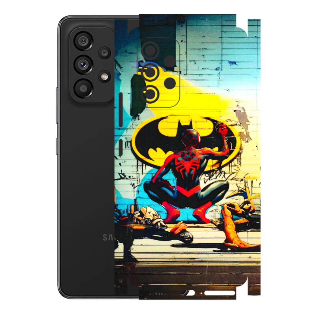 Samsung M/F/Note/Flip and C Phone Skins (All Models) - New Spiderman Bat Logo - 3D Embossed Finish (L-309) Samsung Galaxy A53 (5G)