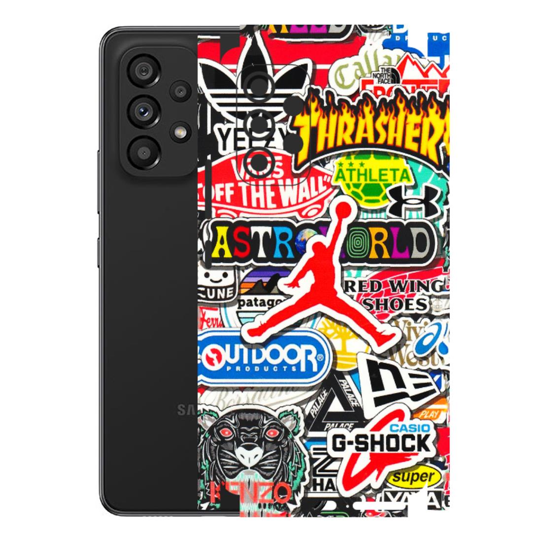 Samsung M/F/Note/Flip and C Phone Skins (All Models) - Multi Brands Sticker Graffiti - 3D Embossed Finish (L-37) Samsung Galaxy A53 (5G)